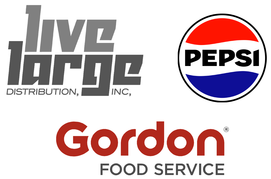 Three Logos: Live Large Distribution, Pepsi, Gordon Food Service