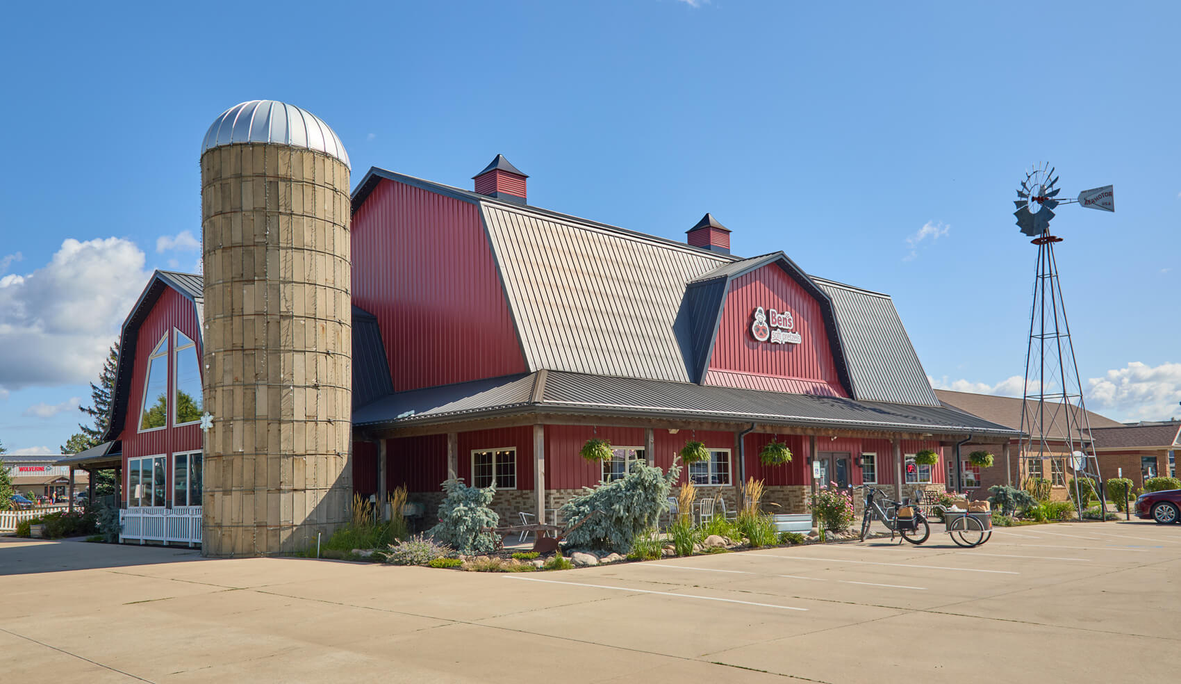 The barn style store, Ben's Soft Pretzels, in Shipshewanna, IN