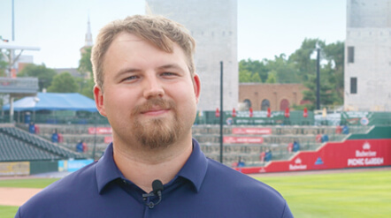 A video Thumbnail for Yuri Melnik, owner, Ben's Soft Pretzels, Four Winds Field, South Bend Cubs