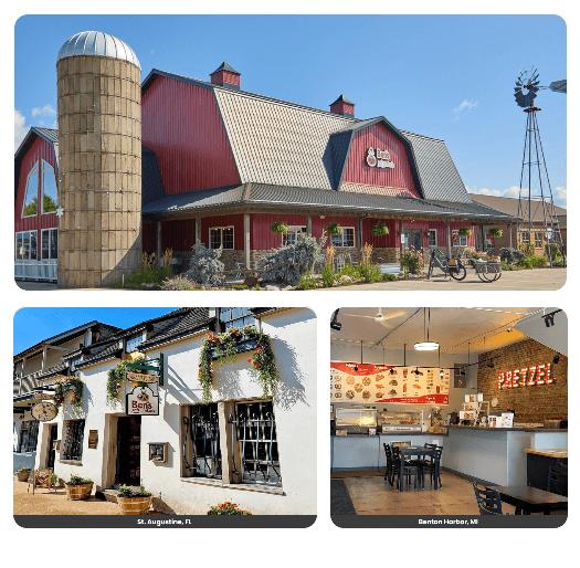 A collage featuring some of ben's Stand-Alone stores