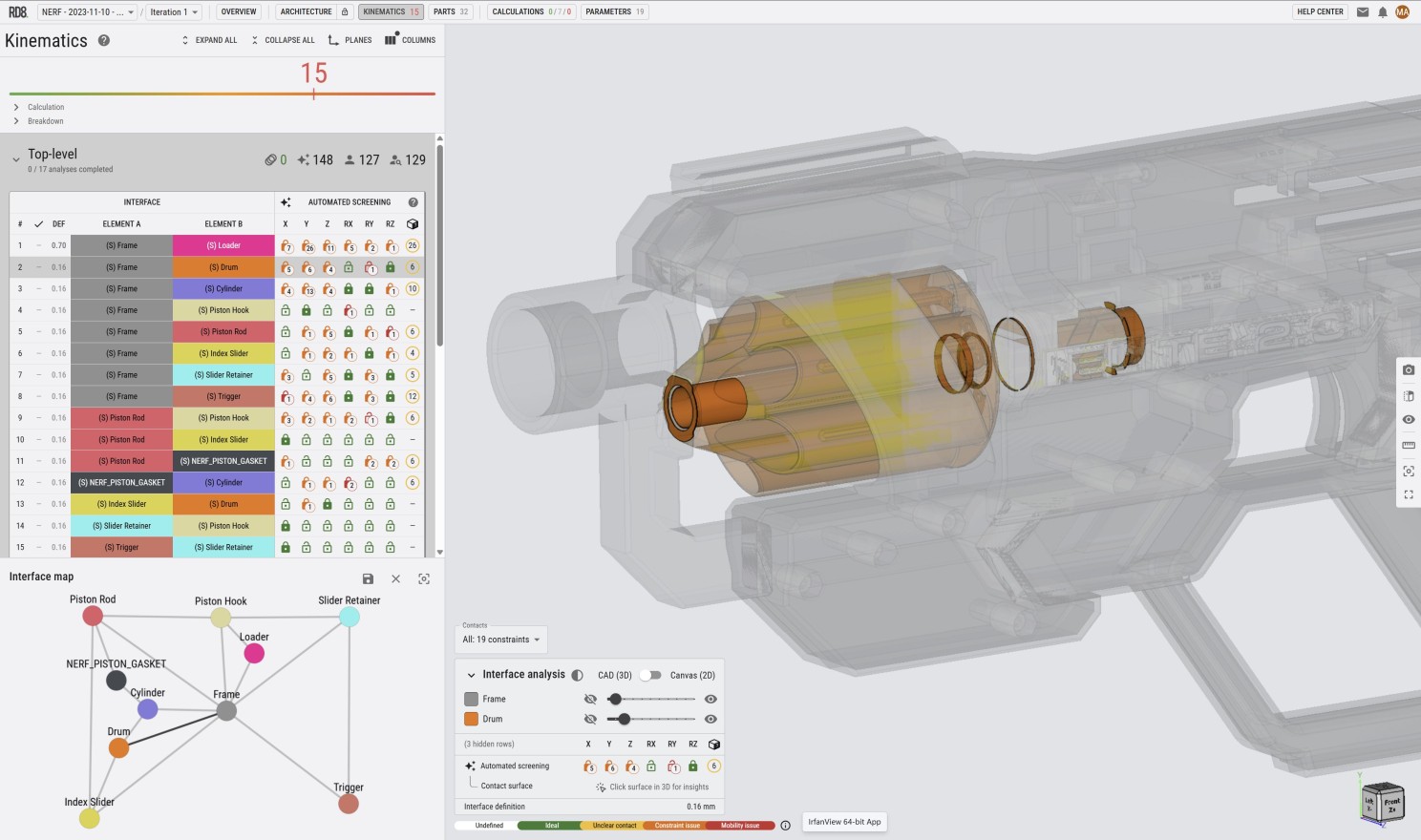 Example of interface analysis in RD8 Software