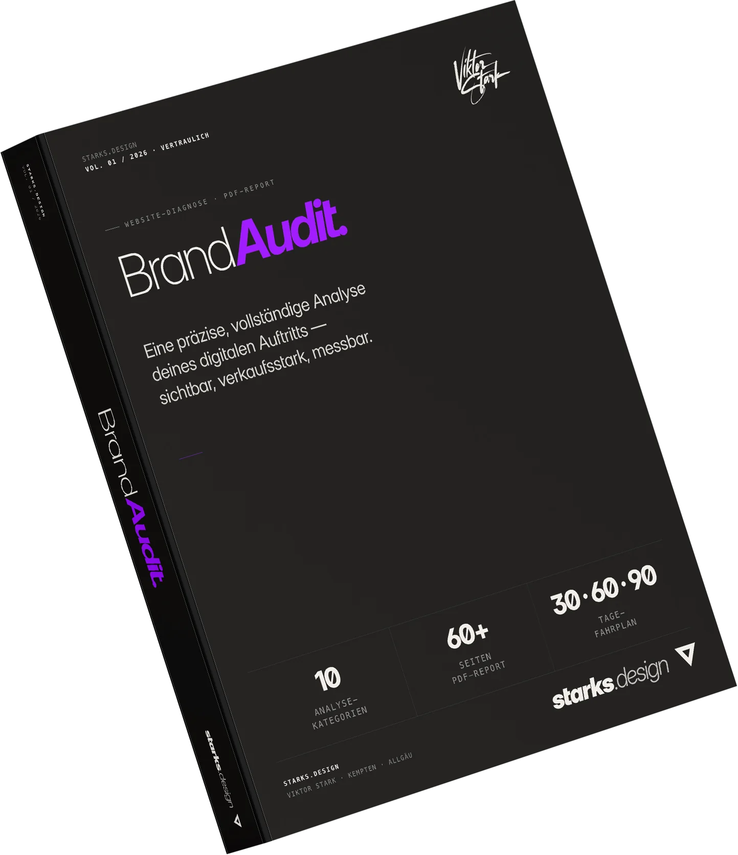 Brand Audit Heft-Mockup — visuelle Darstellung des PDF-Reports
