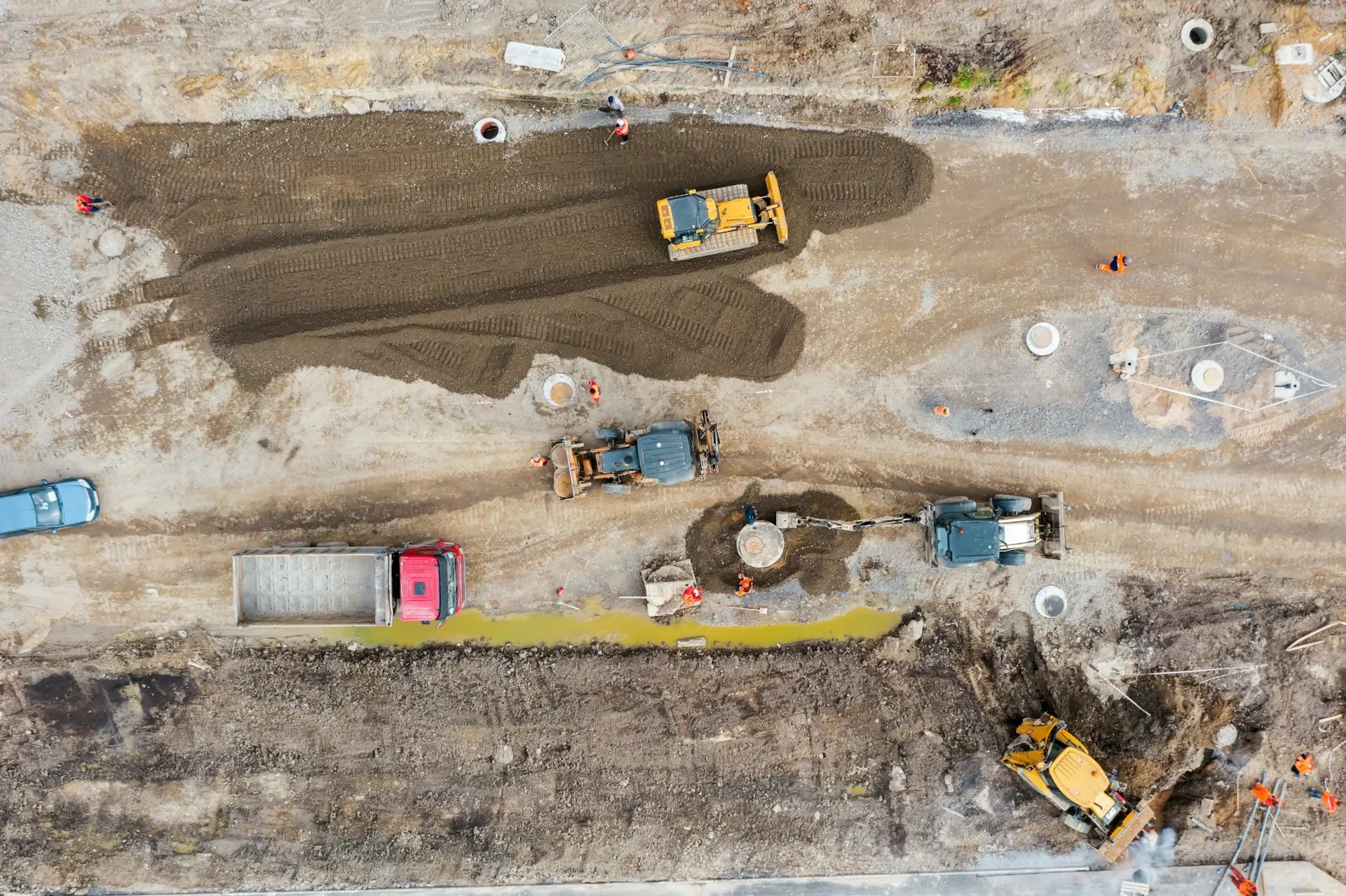 looking down at work site