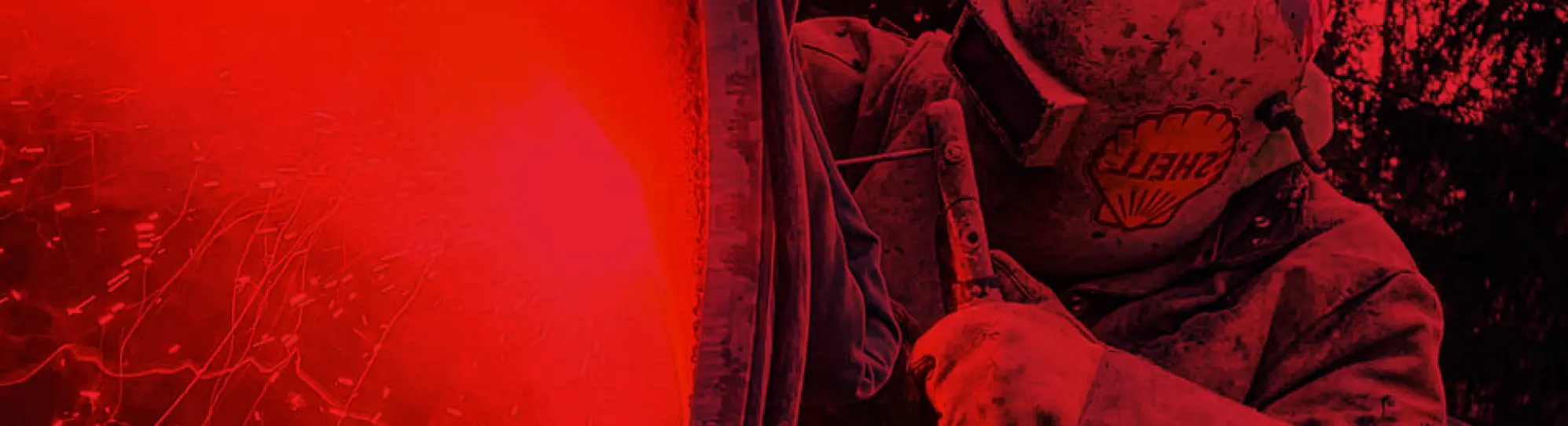 welding with lots of sparks red overlay