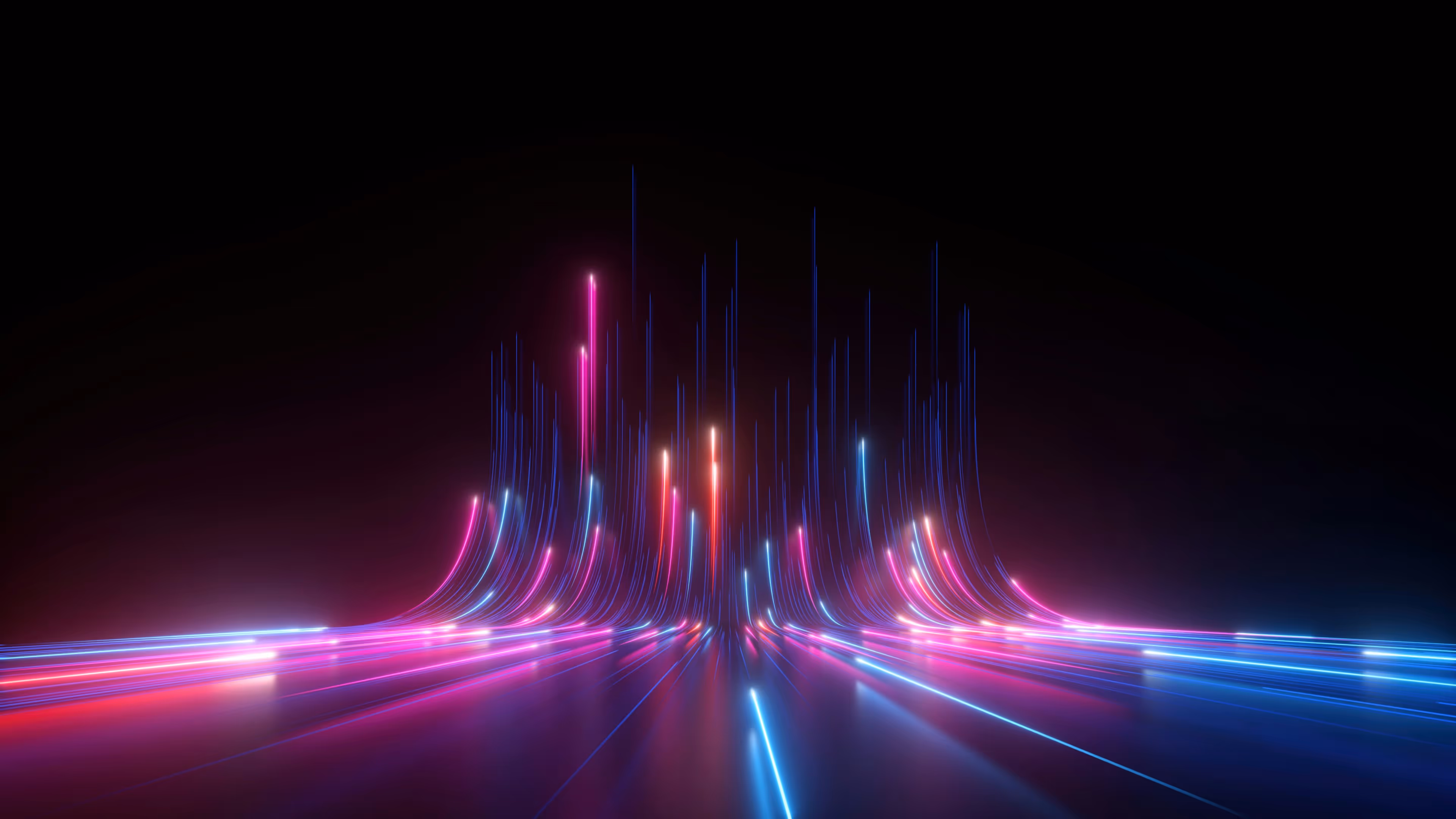 Data som flödar uppåt i olika neon-färger.