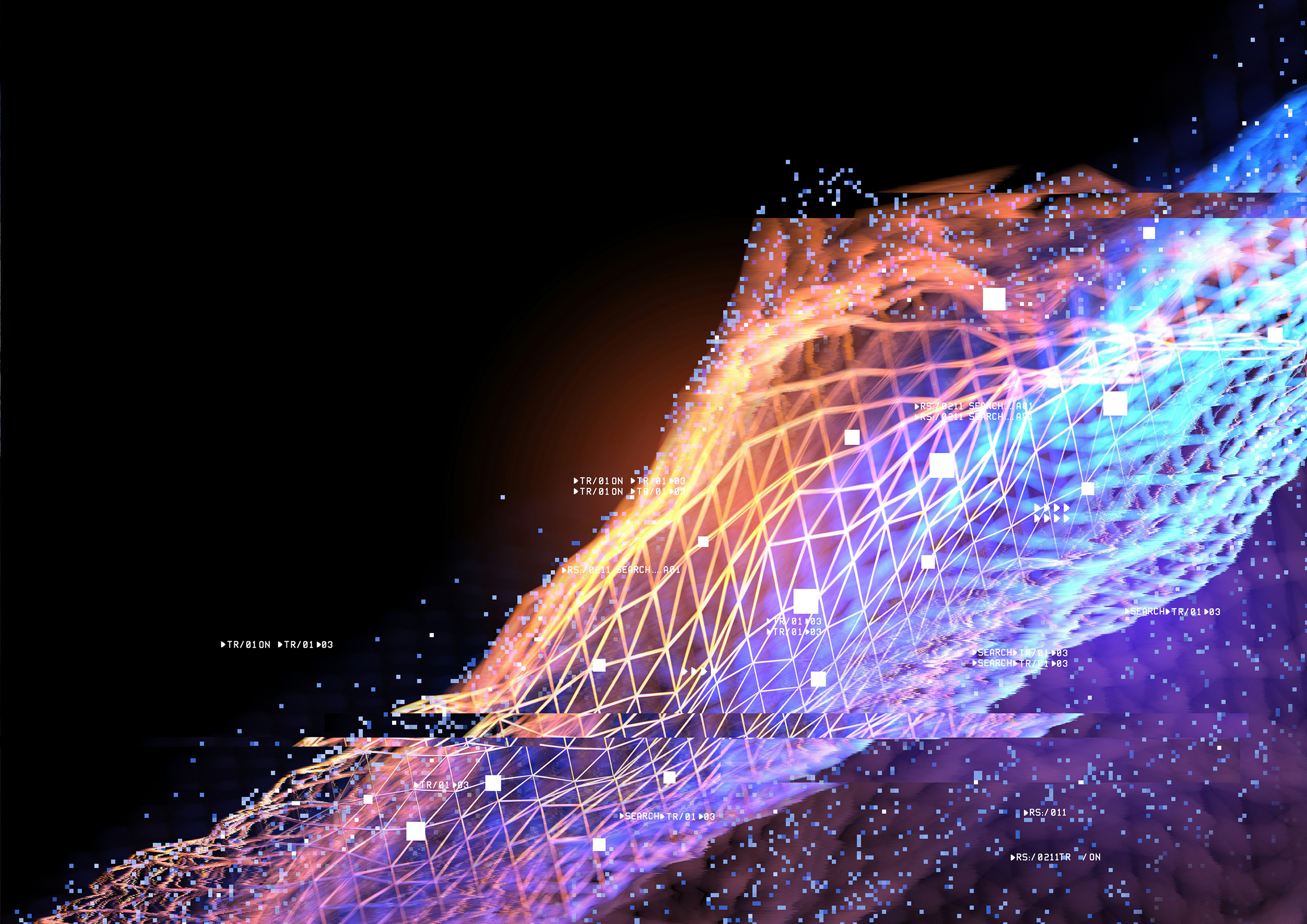 An abstract image of data that flows in multiple colors.