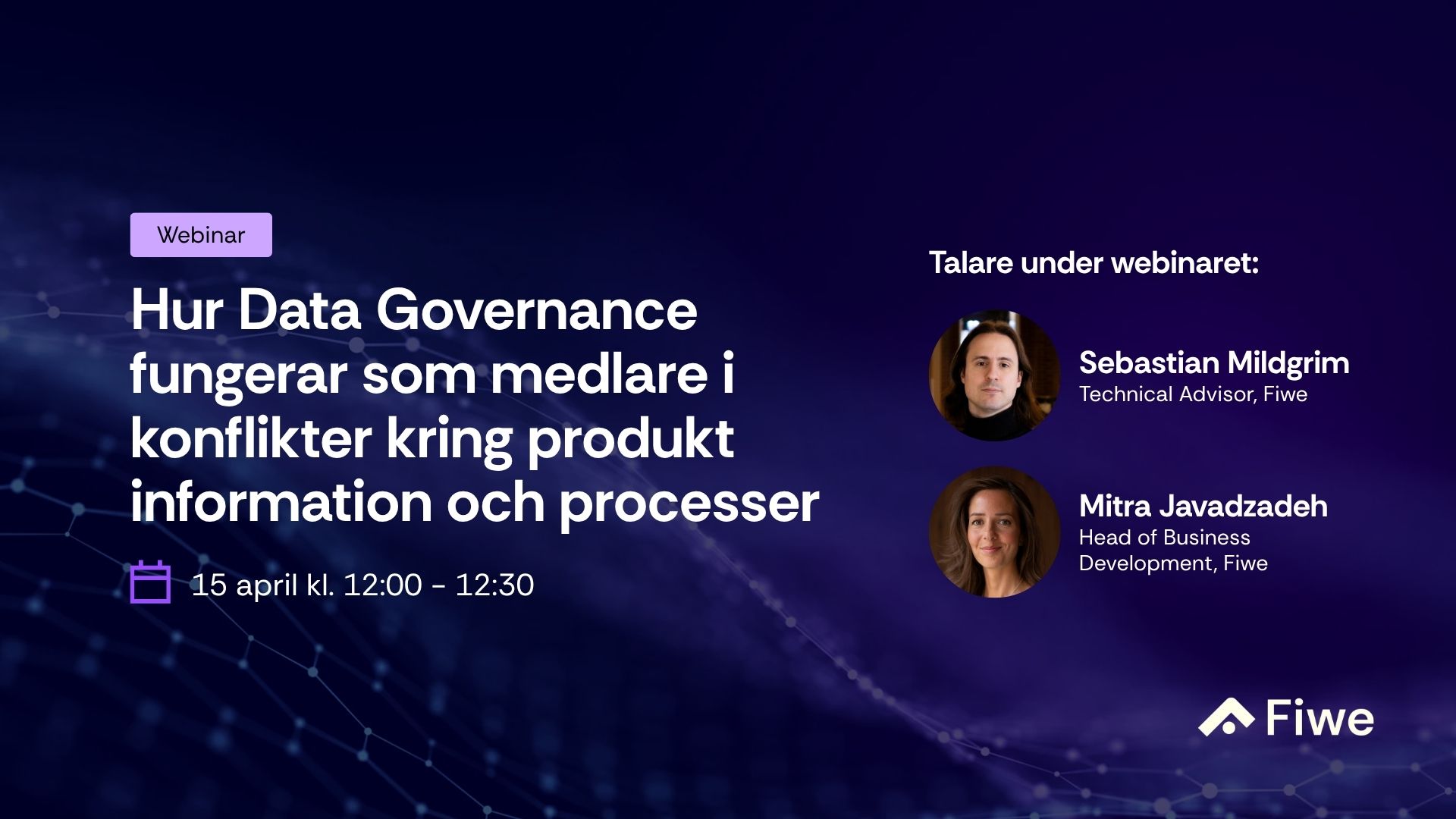 Webinar med rubriken "Hur Data Governance fungerar som medlare i konflikter kring produktinformation och processer"