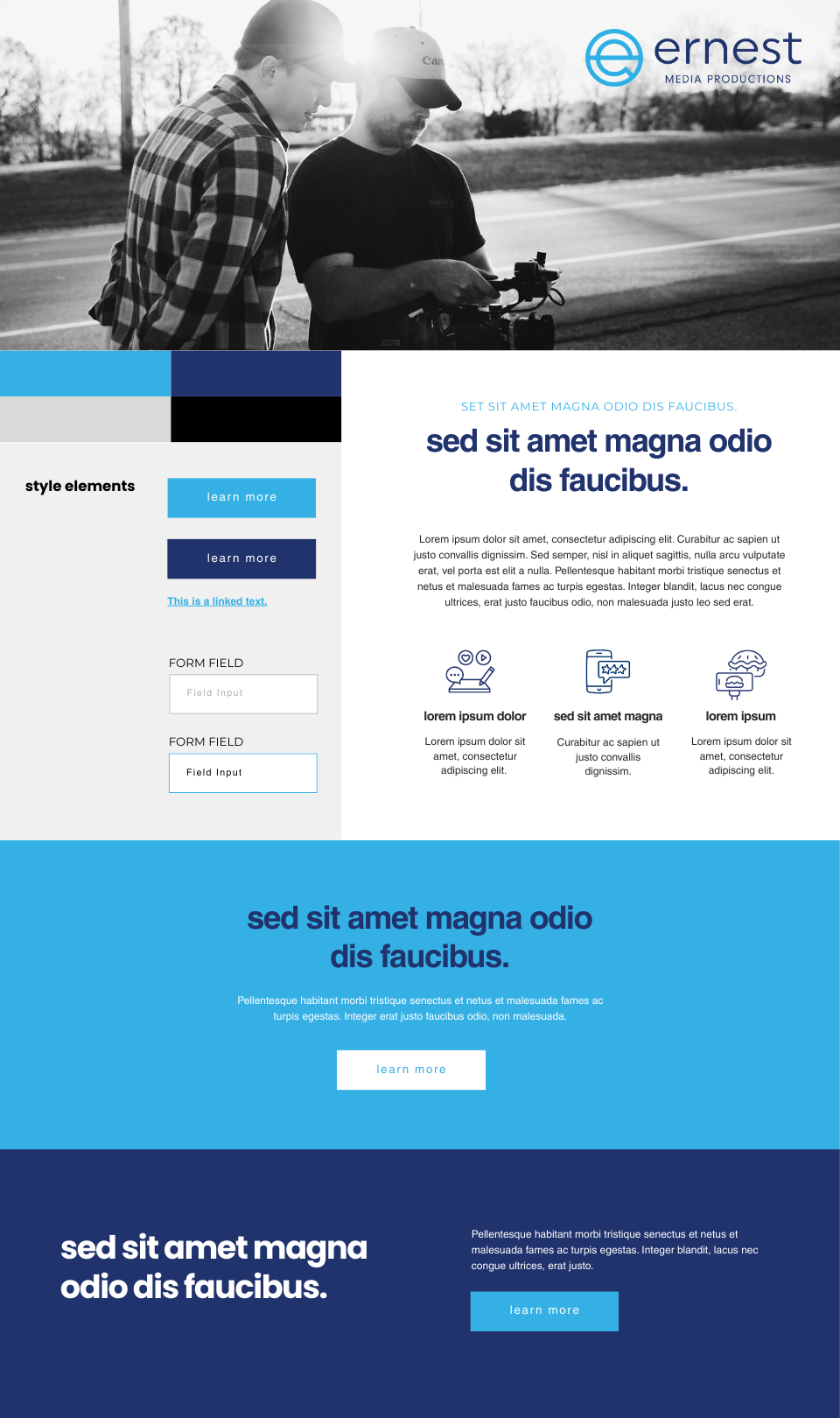 Design mood board for Ernest Media Design website