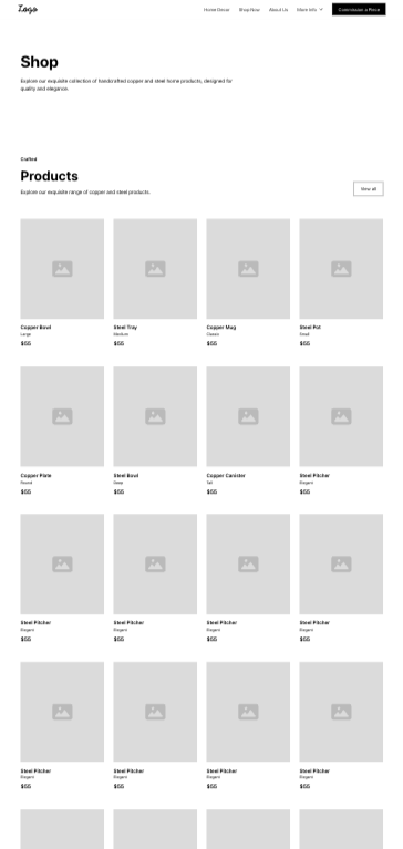 Screenshot of Oxcart Dreams shop page wireframe by Sandstone Creative