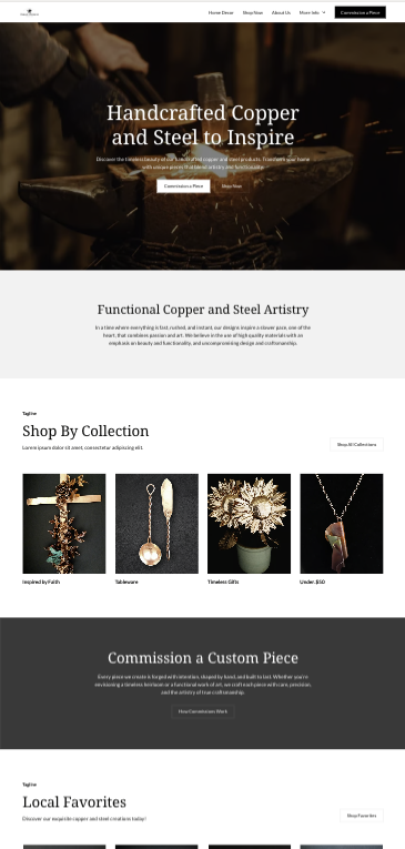Screenshot of Oxcart Dreams home page design wireframe by Sandstone Creative