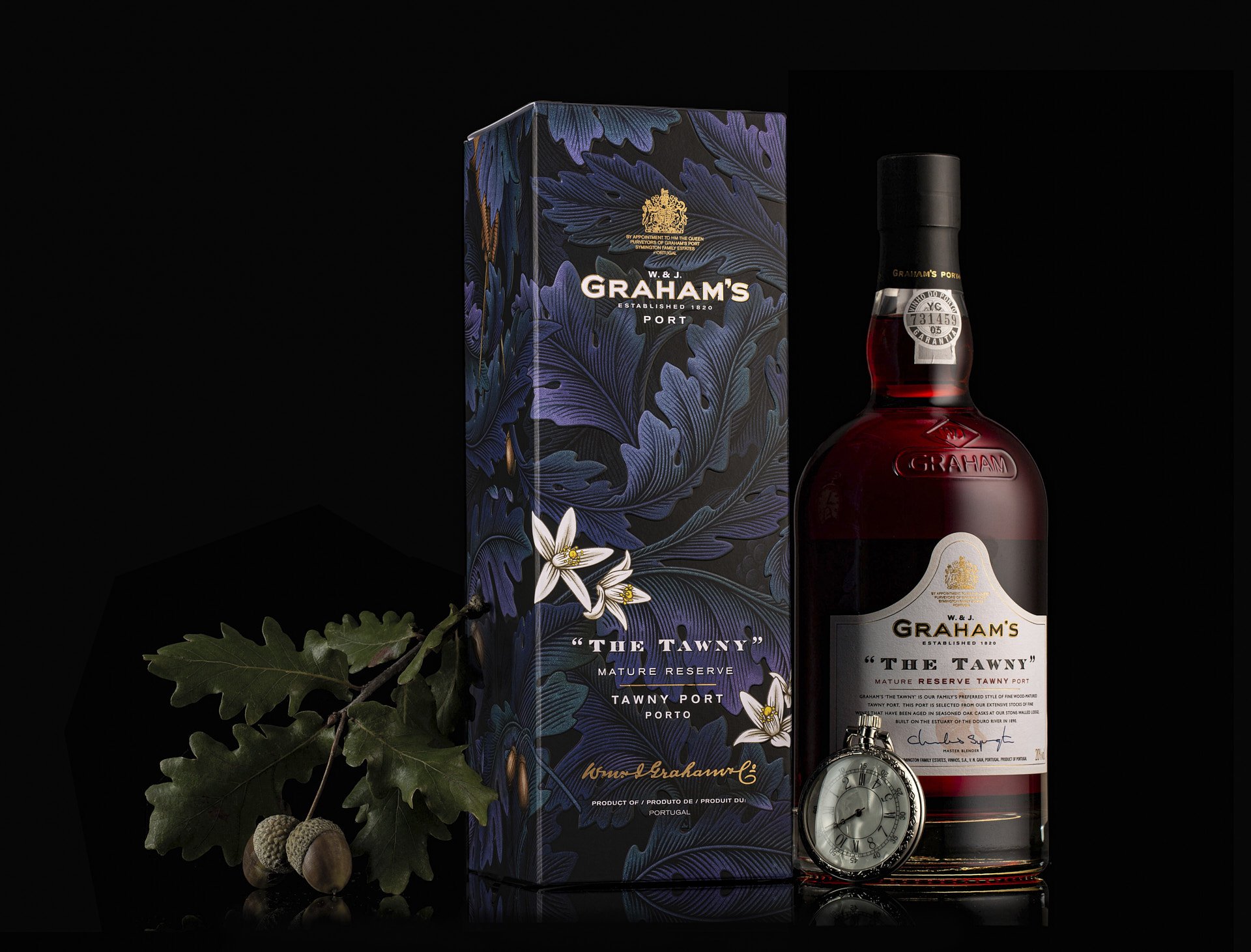 Full Graham’s Tawny Port Box spirits bottle, front-facing