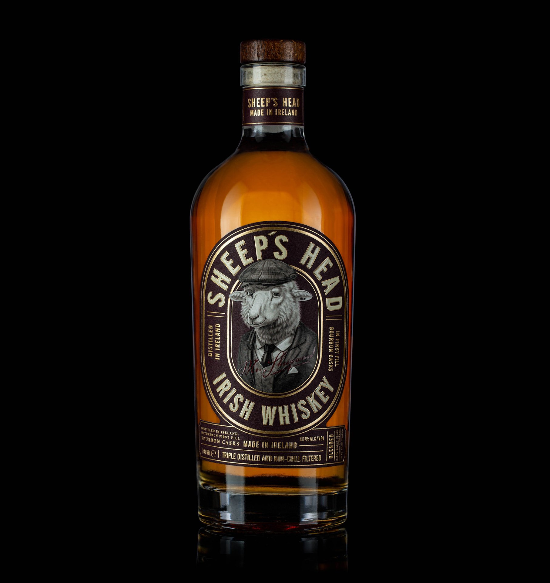 Full Sheep’s Head Drinks Branding & Design spirits bottle, front-facing