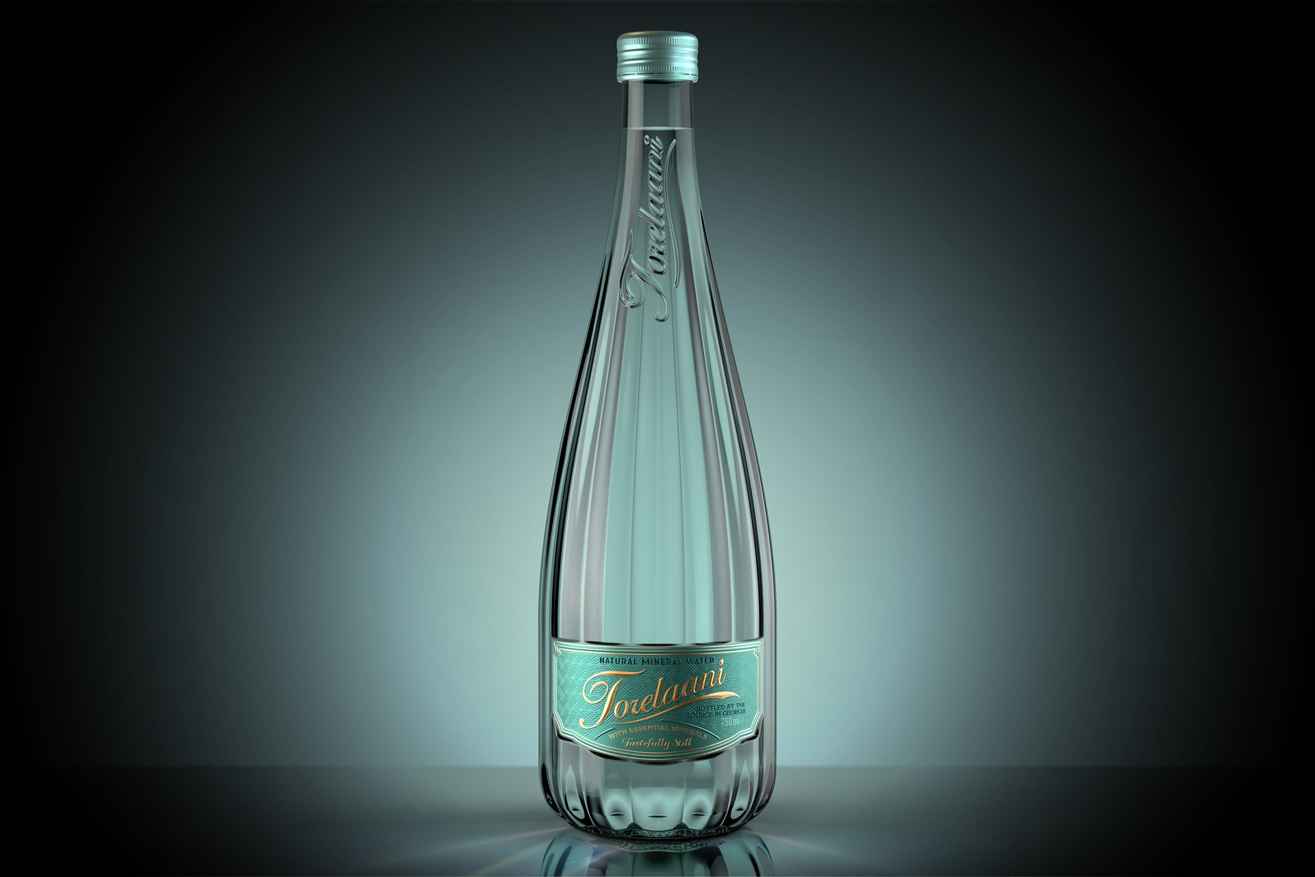 Full Torelaani Water Beverage Bottle spirits bottle, front-facing