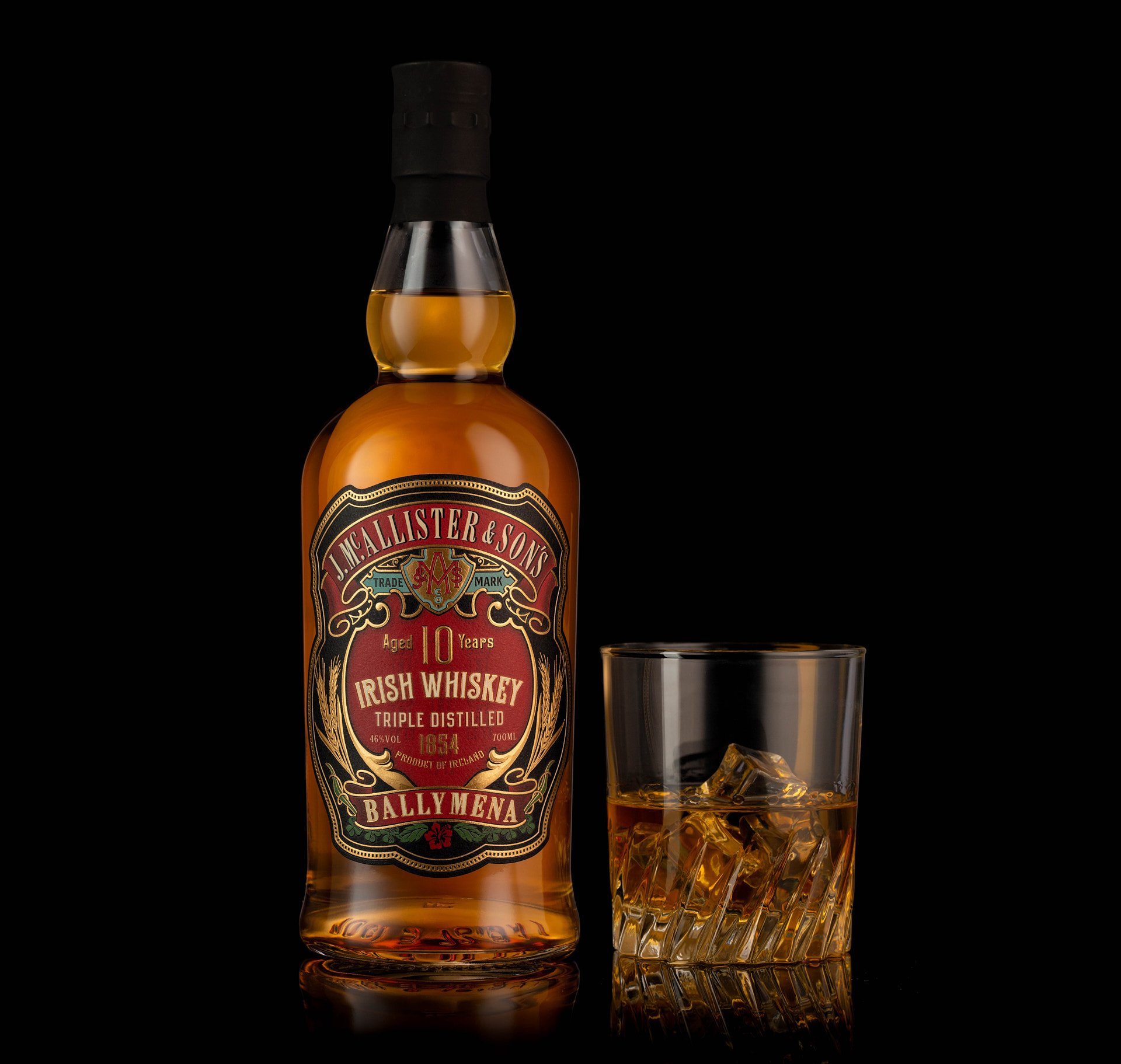 Full McAllister & Son’s whiskey bottle, front-facing