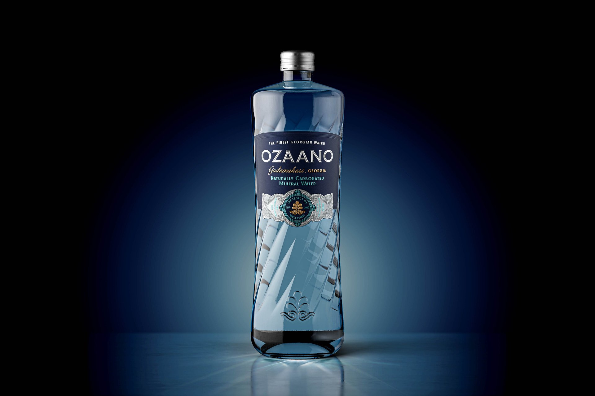 Full Ozaano Sparkling spirits bottle, front-facing