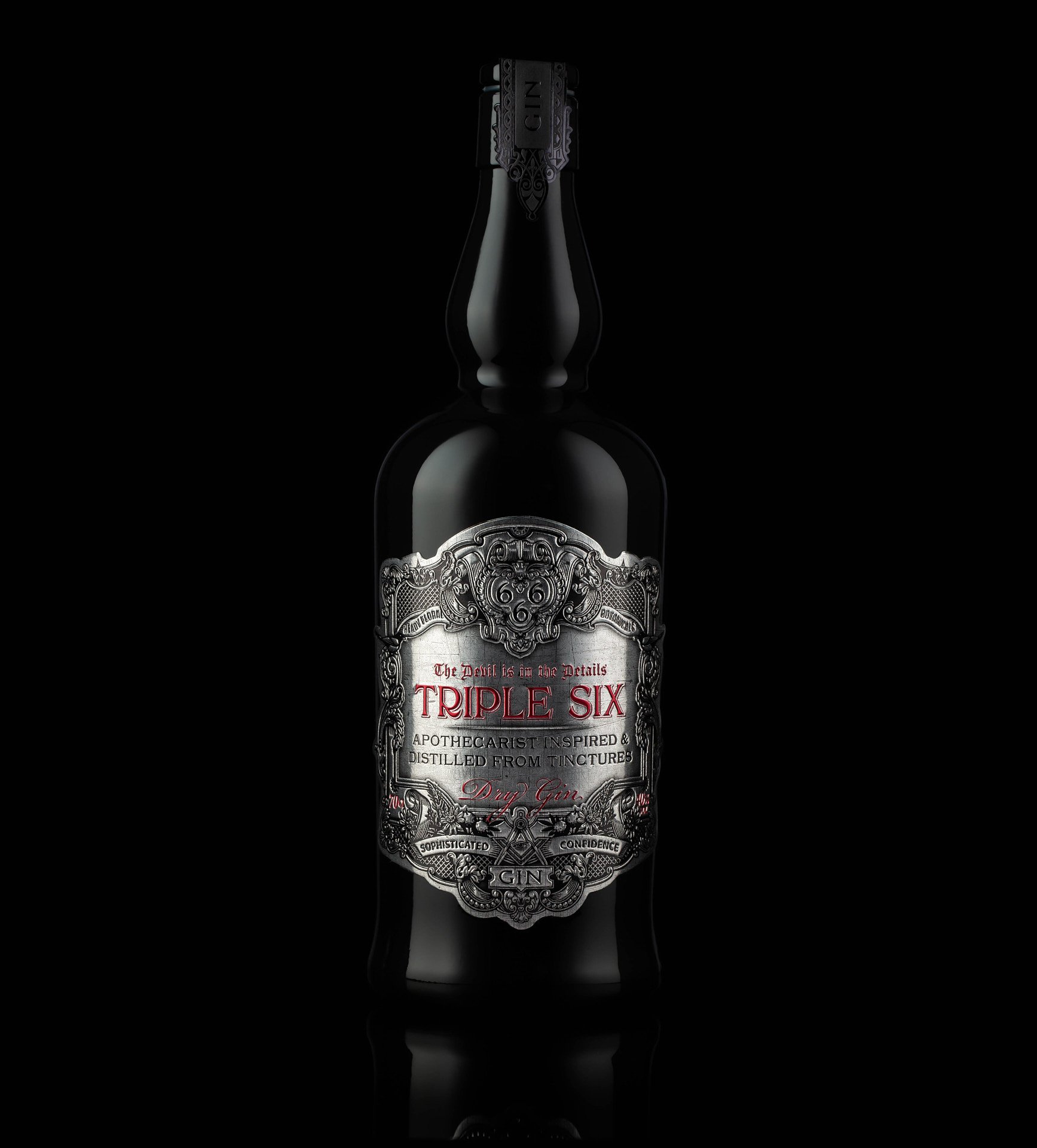 Full Triple Six Silver Special Edition Gin bottle, front-facing