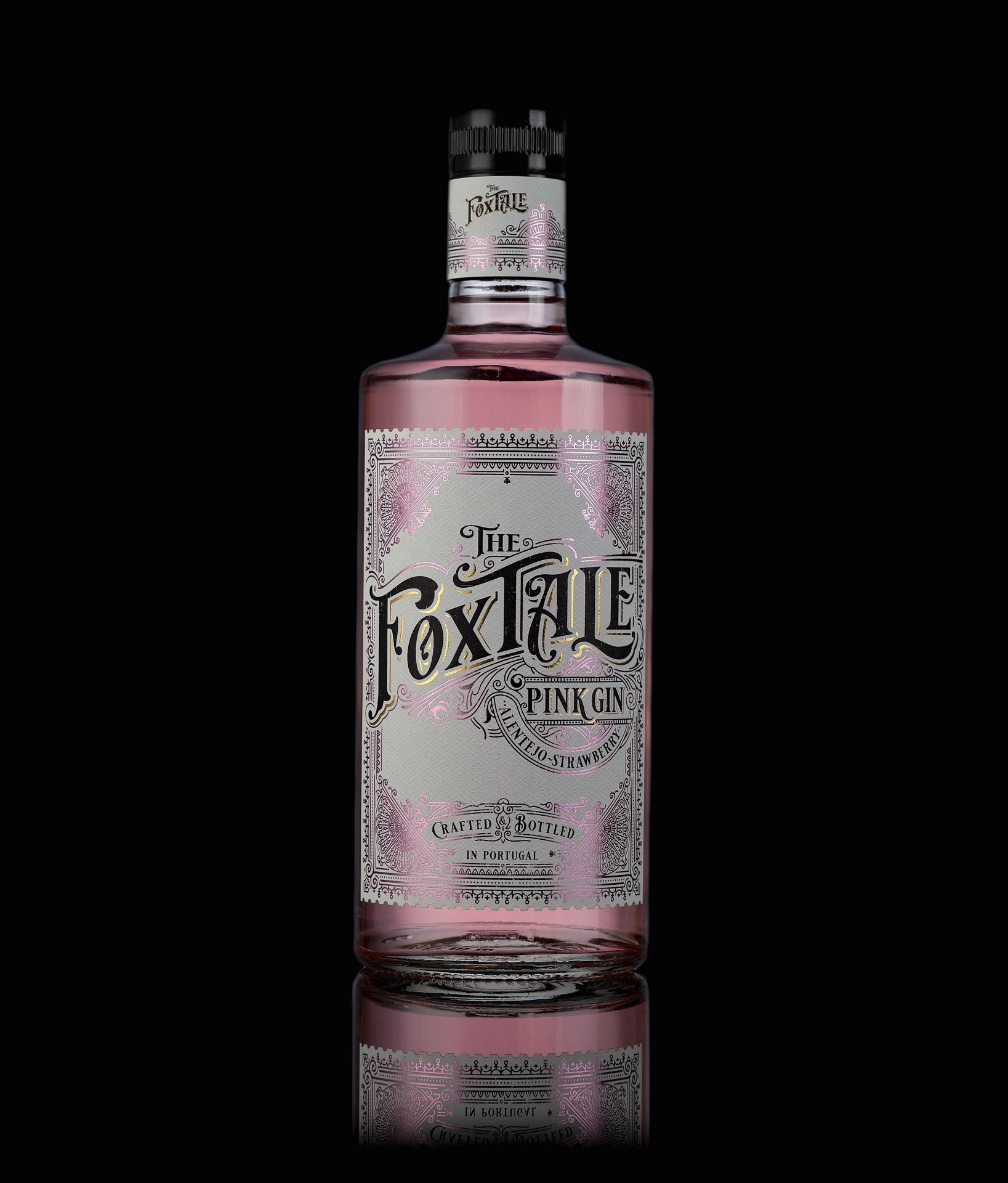 Full Foxtale Pink Gin Label gin bottle, front-facing