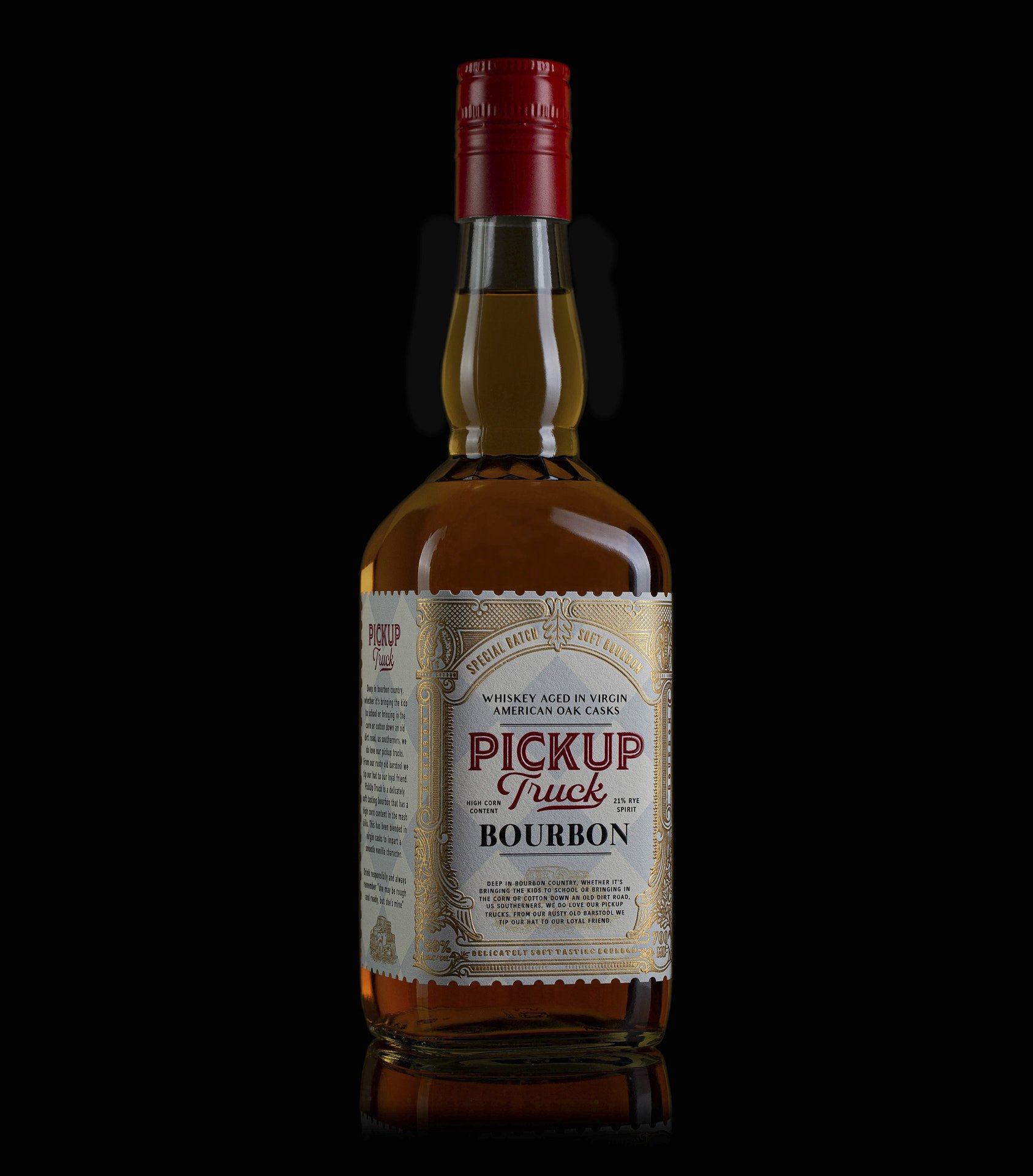 Full Pickup Truck Bourbon spirits bottle, front-facing
