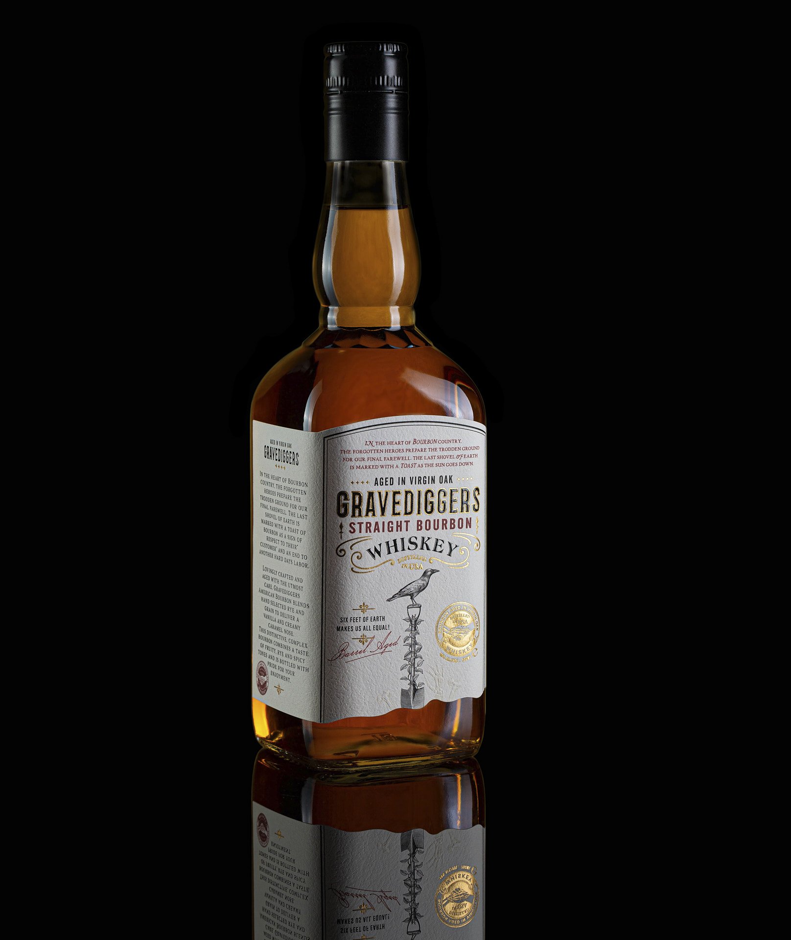 Full Gravediggers Irish whiskey bottle, front-facing