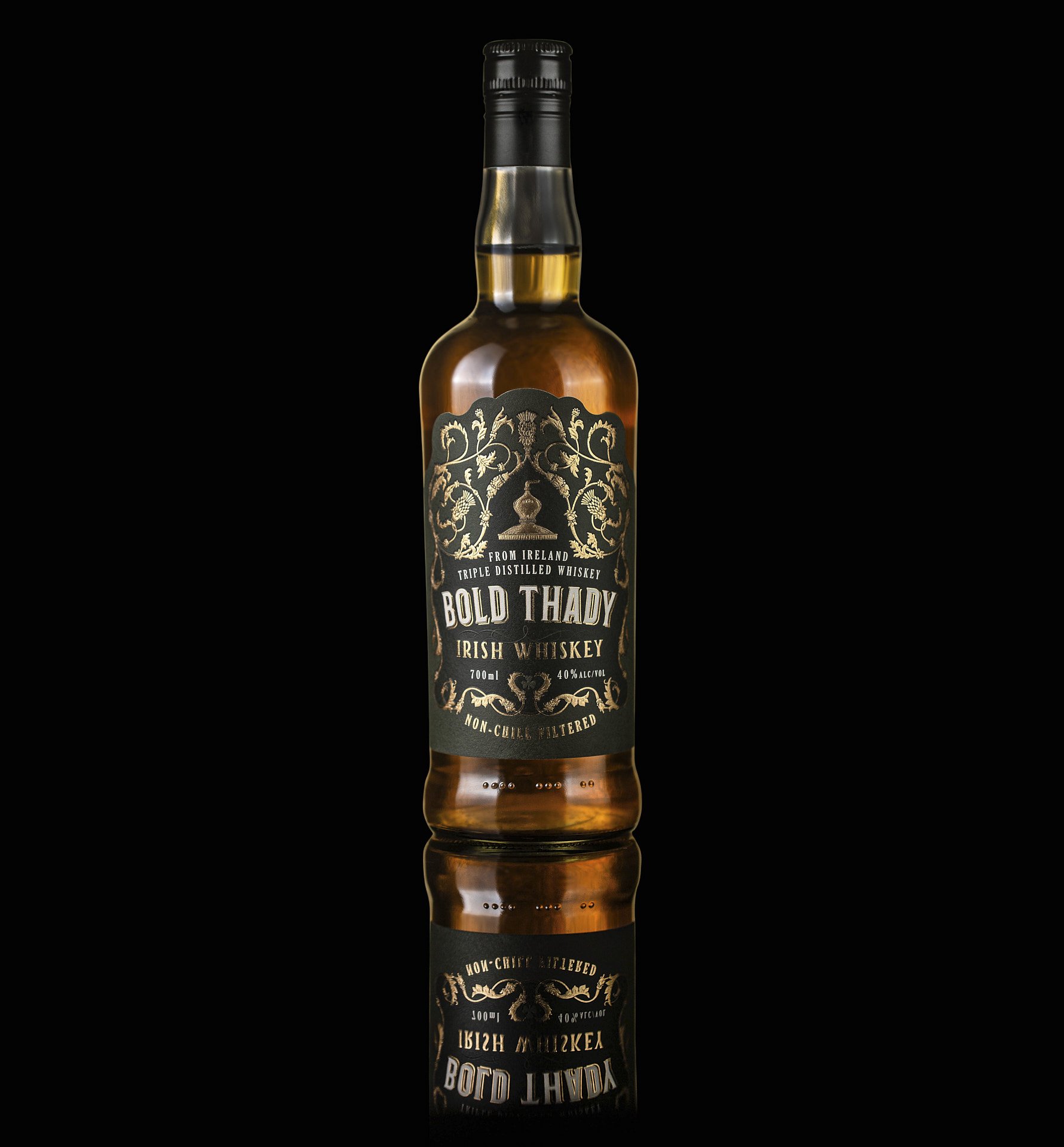 Full Bold Thady whiskey bottle, front-facing