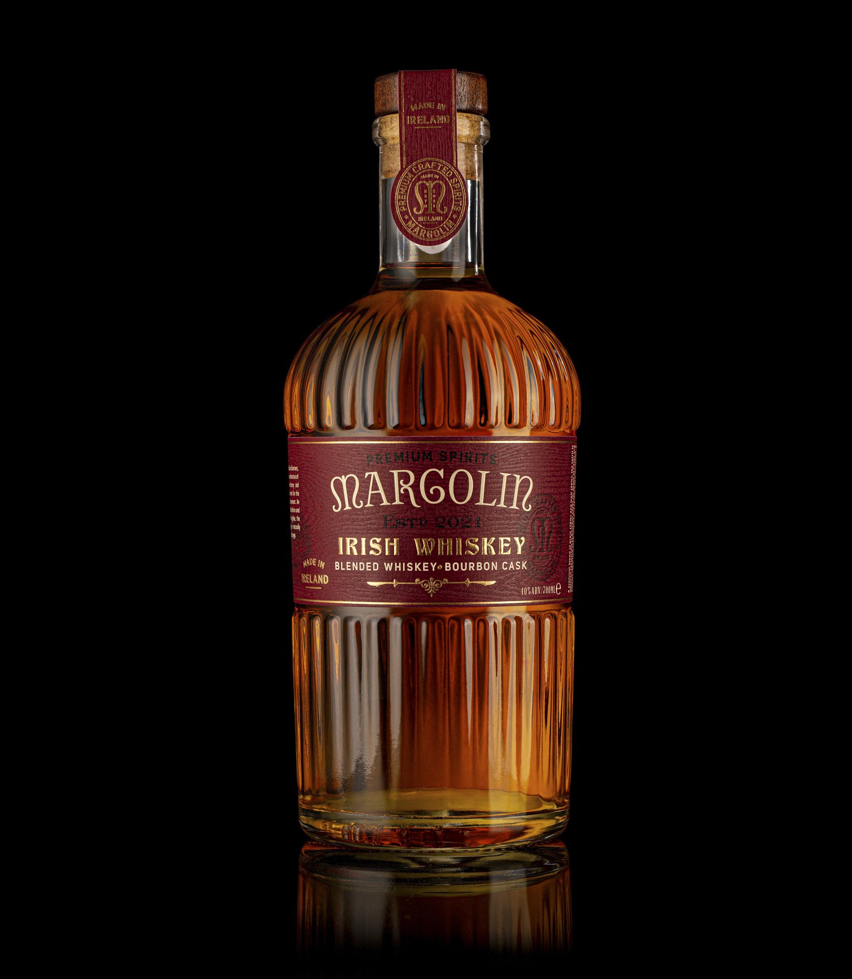 Full Margolin Alcohol Bottle spirits bottle, front-facing