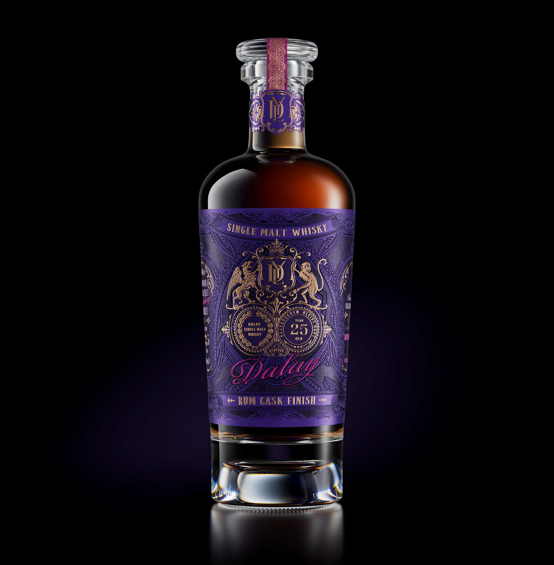 Full Dalay whiskey bottle, front-facing