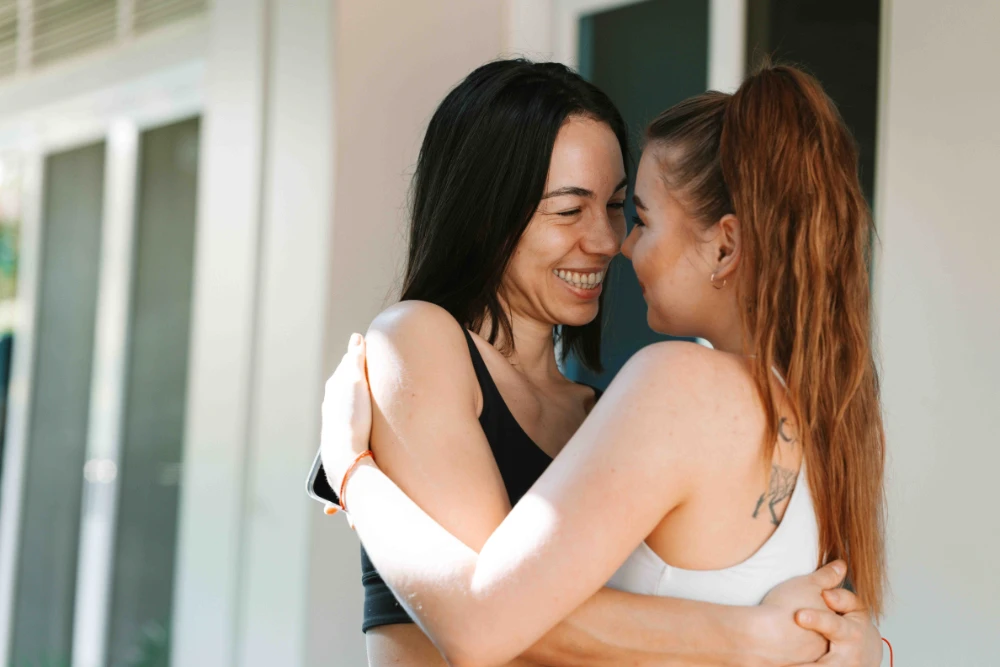 Two woman appreciate each other, sisterhood, hug, connection, memories