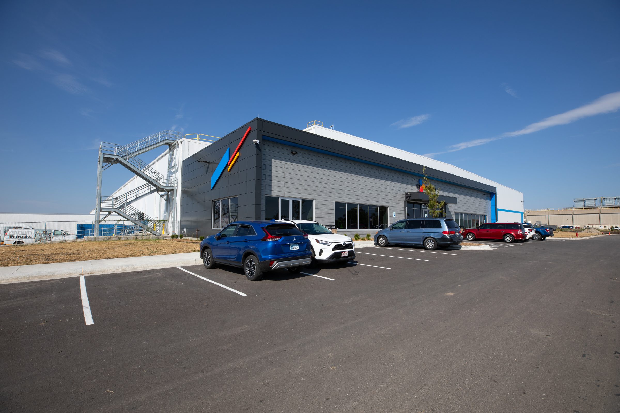 Exterior entrance of the New Century Cold Storage facility office at New Century AirCenter in Johnson County, Kansas