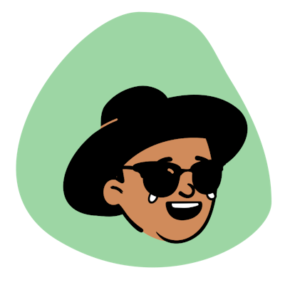 Illustration of a person with light blond hair, brown skin, eyes closed, and lips puckered, on a light blue abstract shape background.