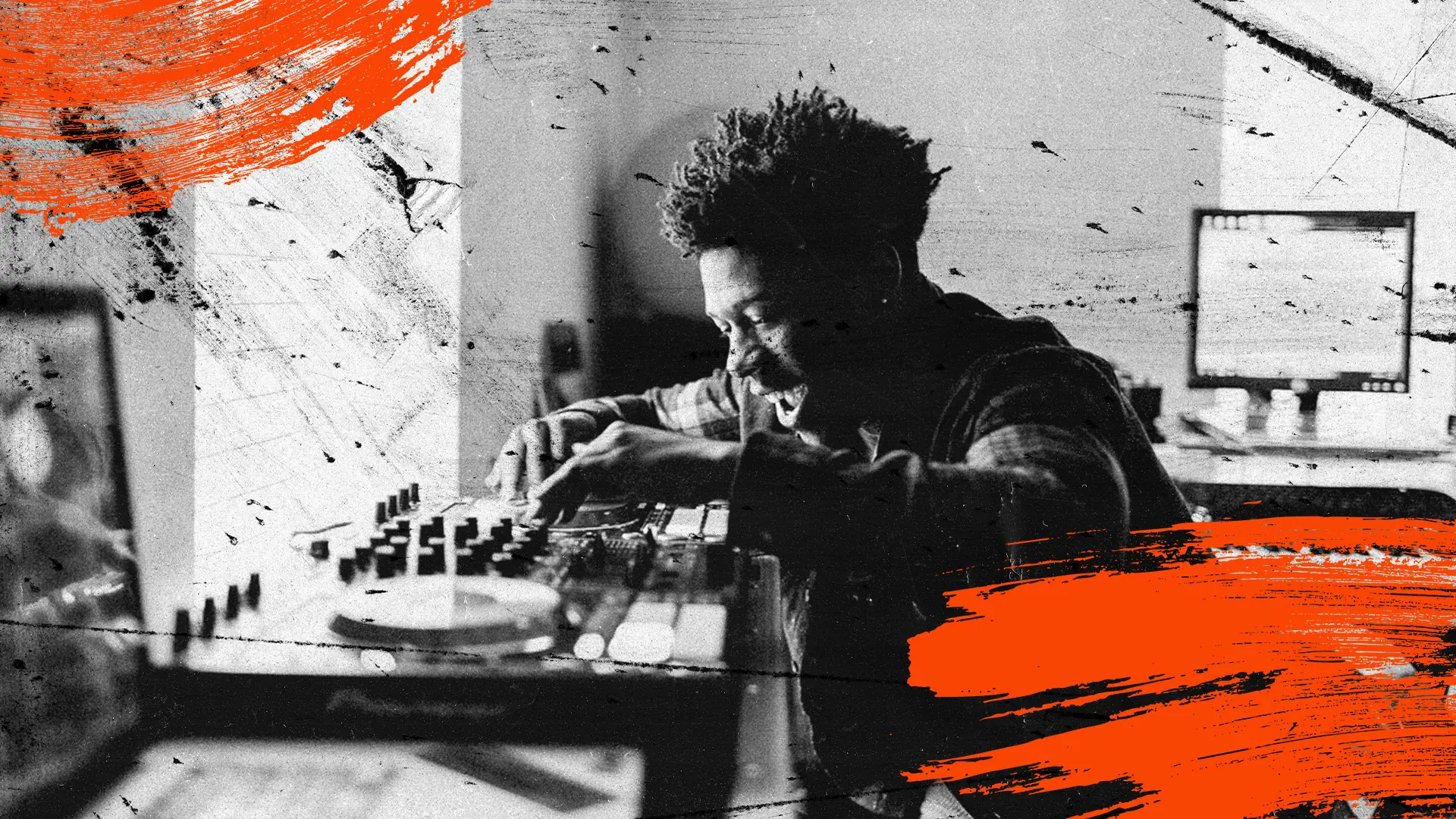 Teen music producer making a song.