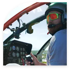 Pilot for Livewire flying a helicopter 