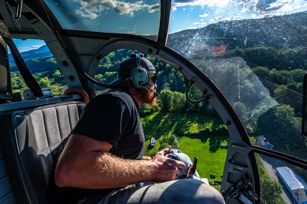 Man flying a helicopter