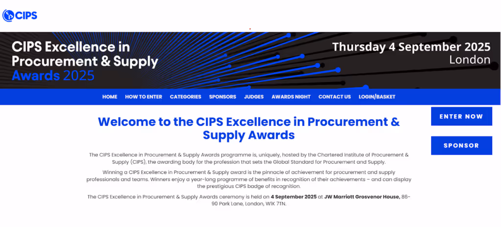 CIPS Excellence in Procurement and Supply Awards 2025