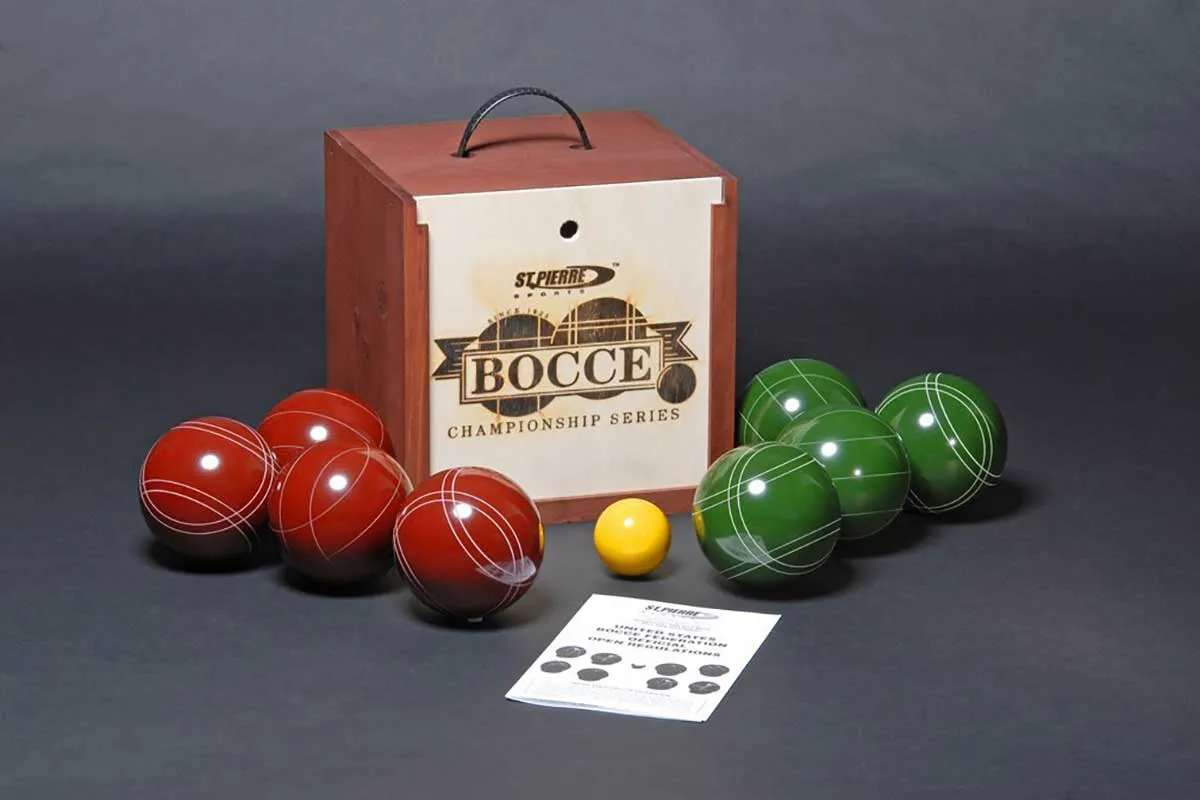 blue and green balls bocce set