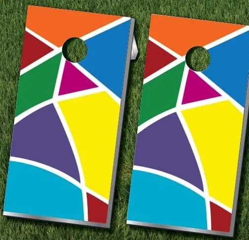 funky colored cornhole set