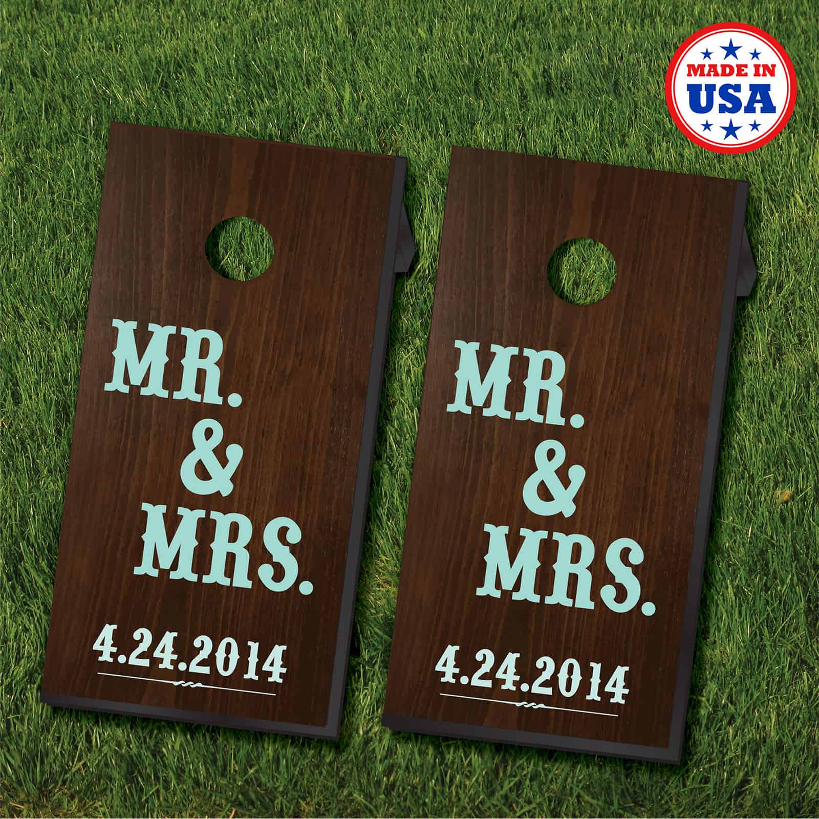 Mr. and Mrs. cornhole set