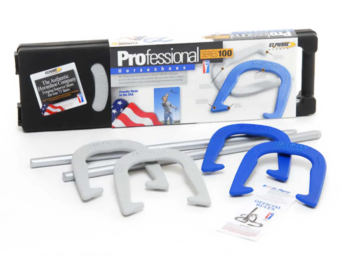 blue and silver horseshoes set