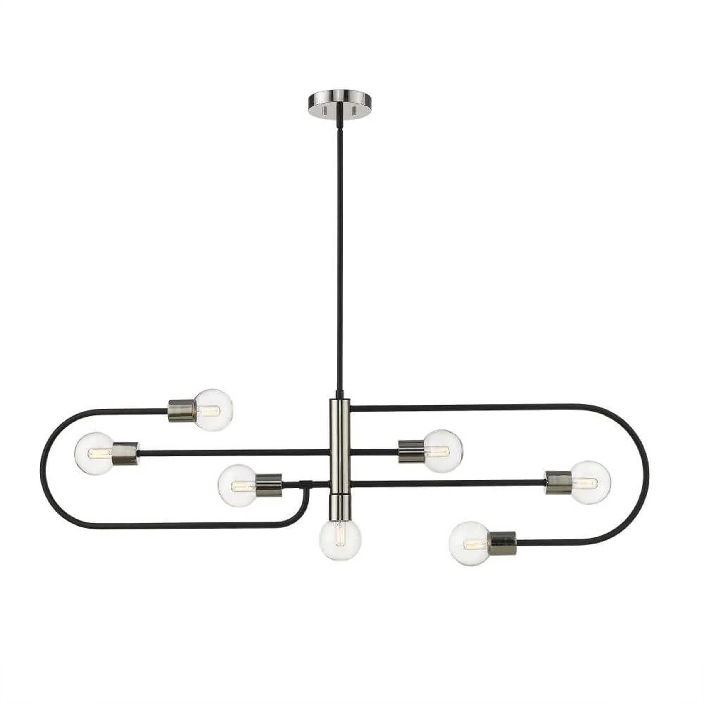 Z-Lite Lighting 621-7L-MB-PN Neutra 7 Light Billiard Light in Matte Black-Polished Nickel with Clear Glass