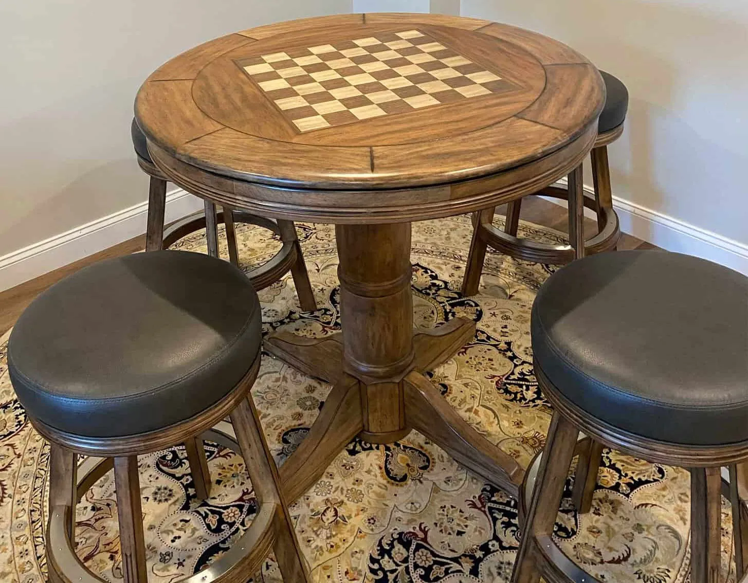 chess table with stools