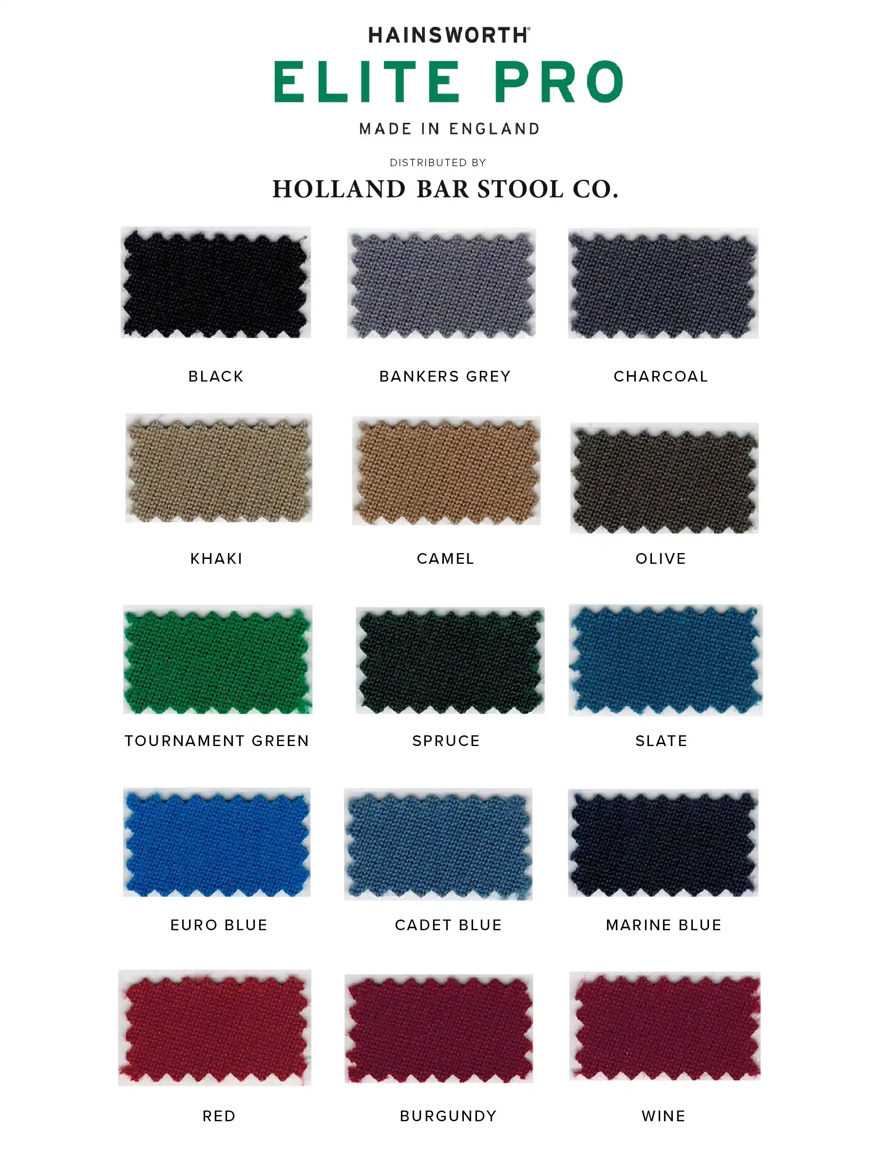 Hainsworth Elite Pro swatches