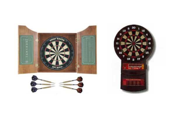 a dart cabinet, both steel tip and electronic
