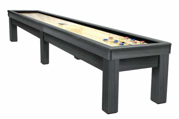 a long shuffleboard table