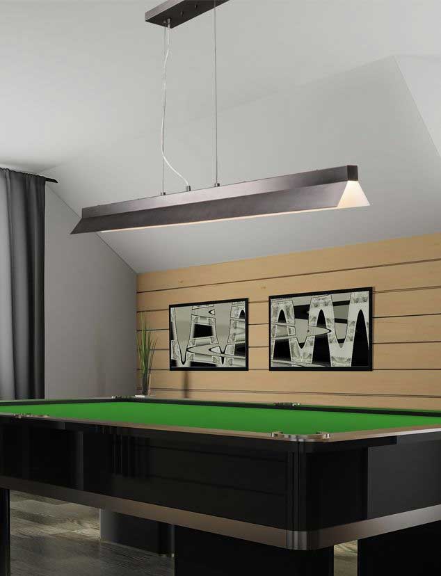 long lighting on a green pool table