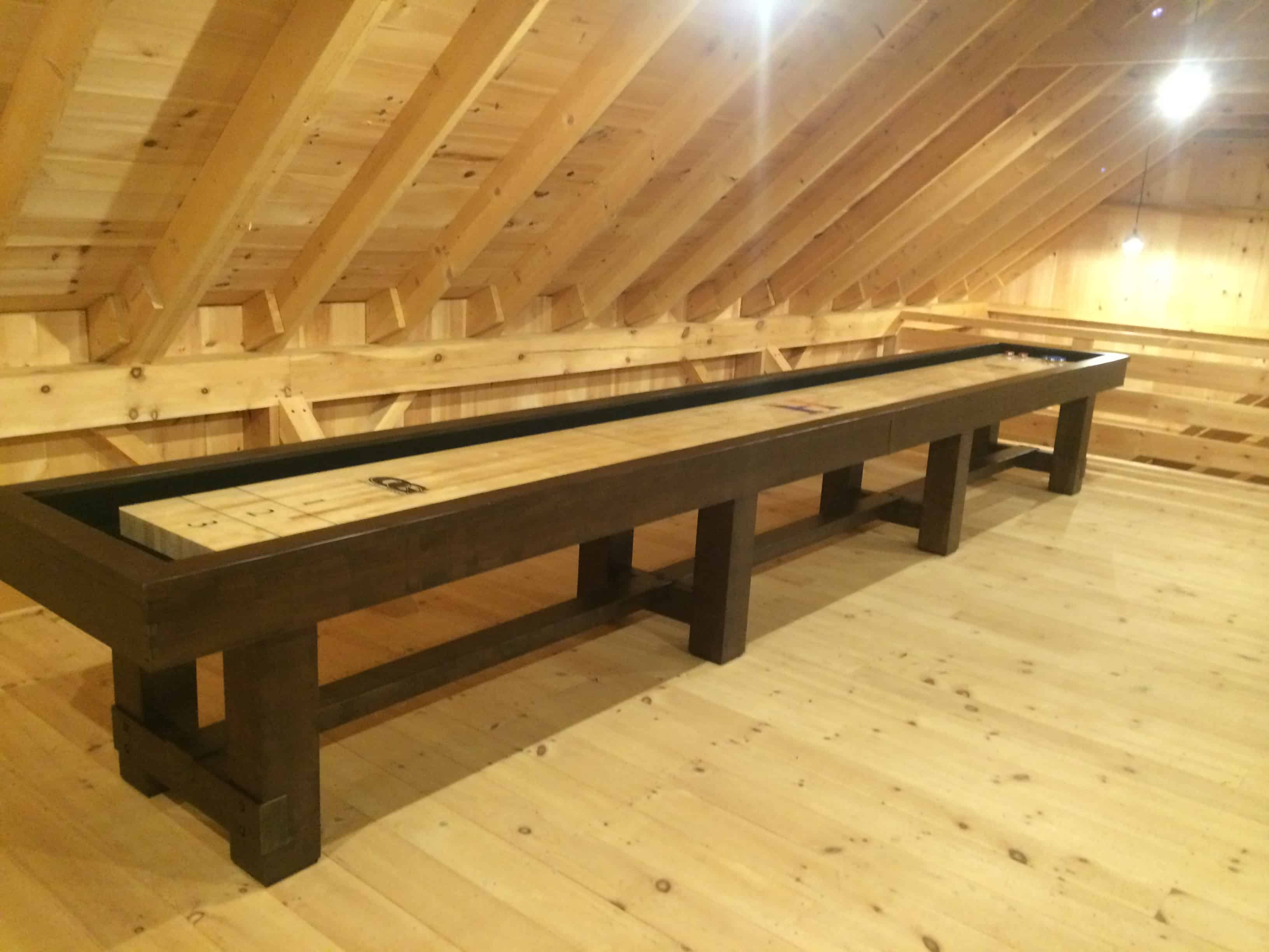 shuffleboard table in a loft