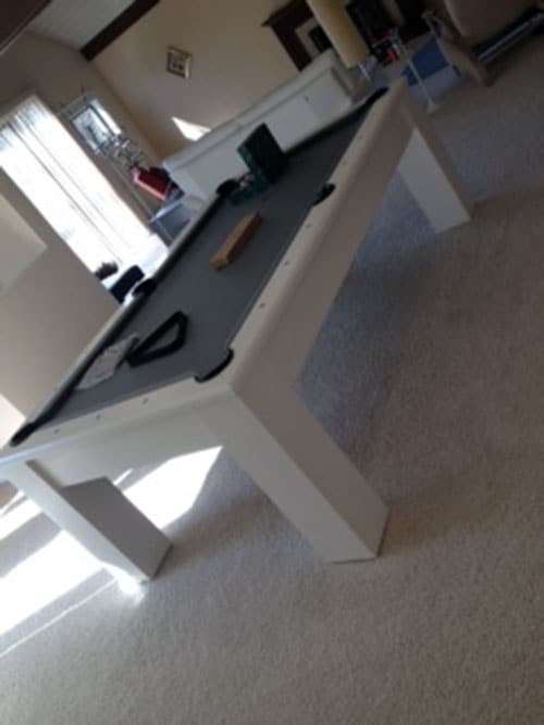 pool table with white frame