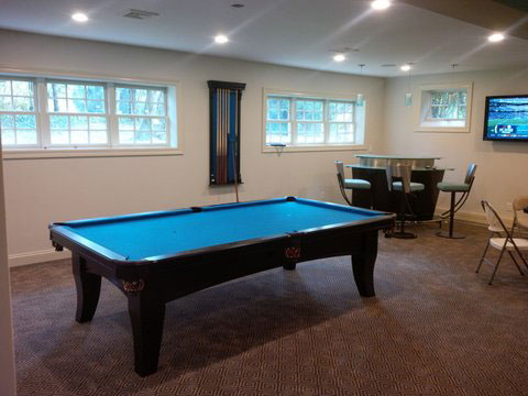 green pool table and game table