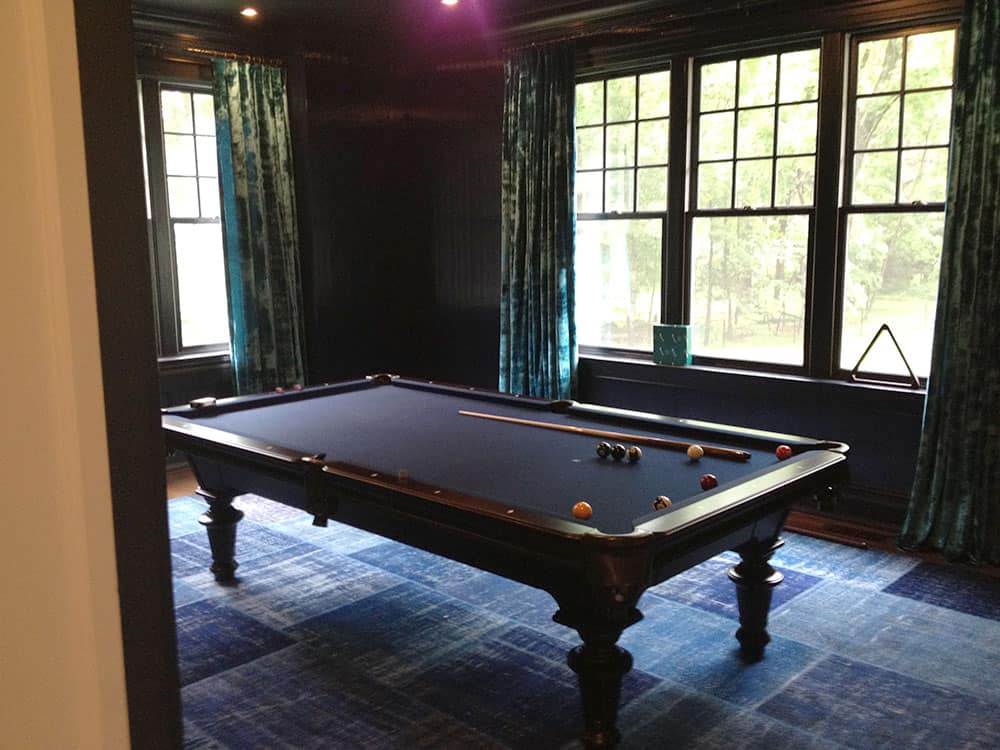 dark blue pool table