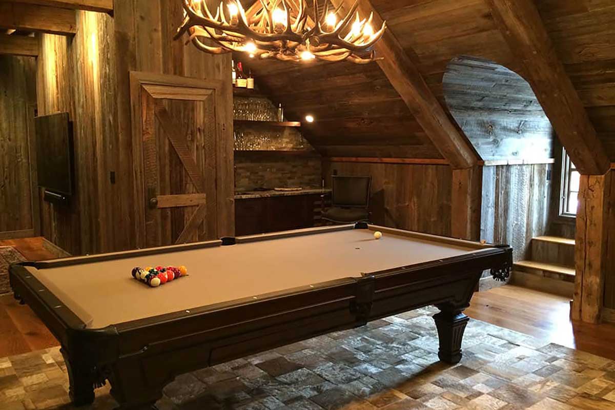 rustic pool billiards room