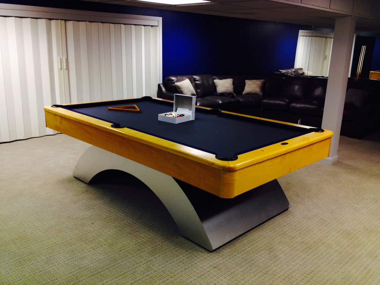 modern dark blue pool table