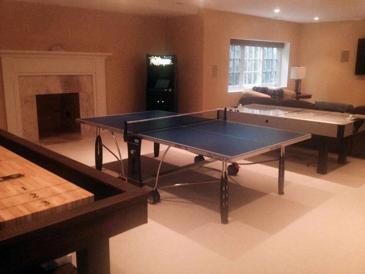 shuffleboard, ping pong table tennis and air hockey